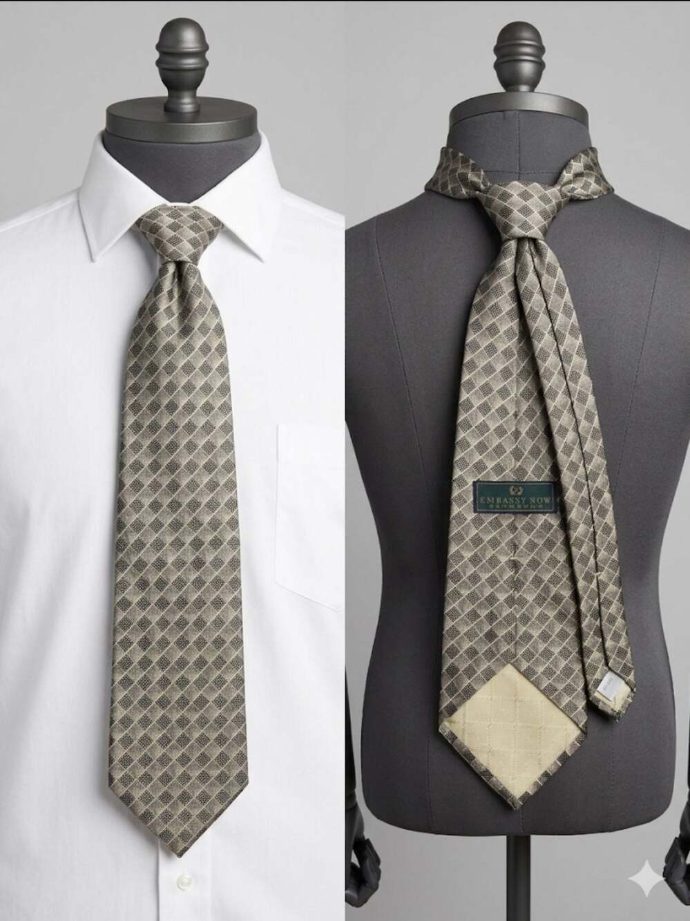Embassy Row Neckwear Men's Silk Geometric Check Tie